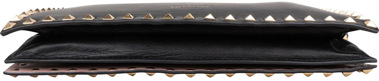 Valentino Garavani Black Leather Rockstud Clutch Divers