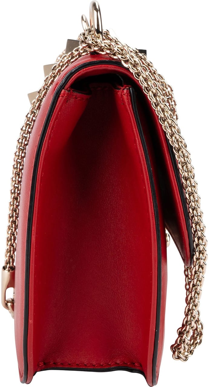 Valentino Garavani Leather Red Leather Rockstud Glam Lock Shoulder Crossbody Bag Rood