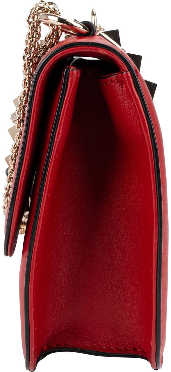 Valentino Garavani Leather Red Leather Rockstud Glam Lock Shoulder Crossbody Bag Rood
