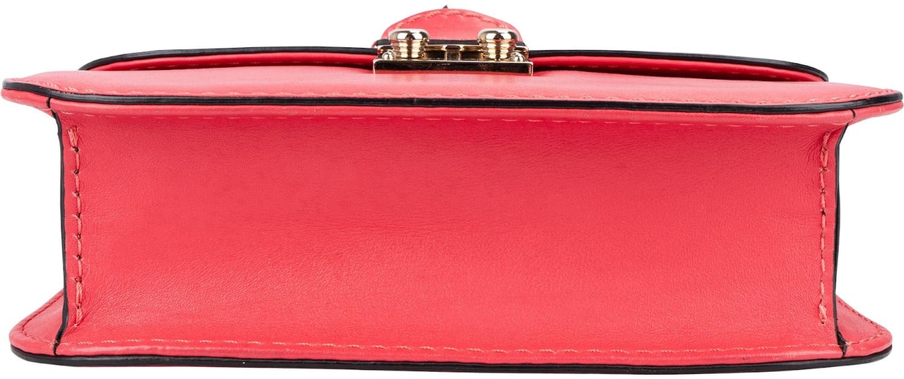 Valentino Garavani Pink Leather Rockstud Glam Lock Crossbody Bag Rood