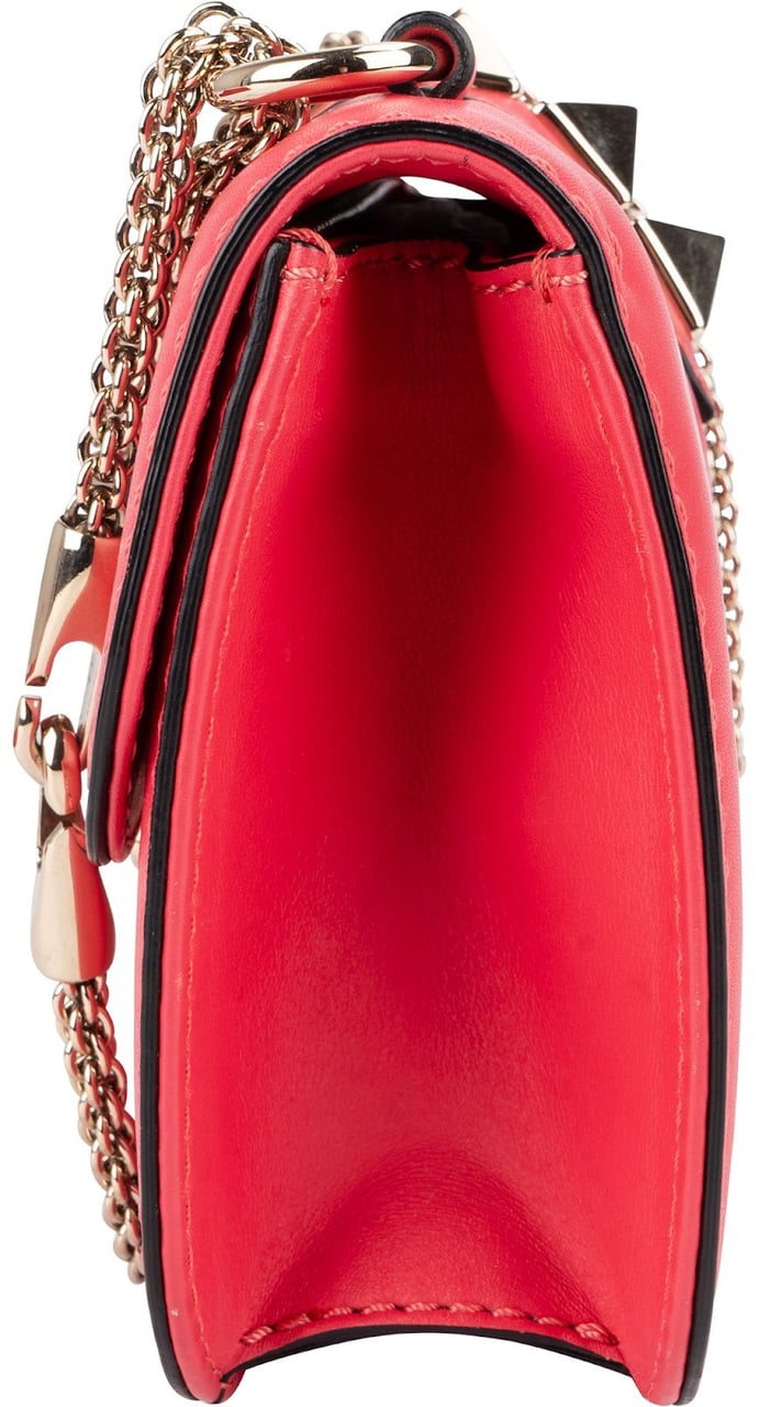 Valentino Garavani Pink Leather Rockstud Glam Lock Crossbody Bag Rood