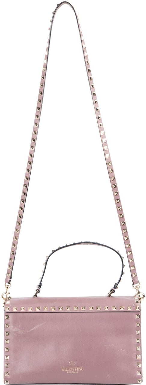 Valentino Garavani Leather Rockstud Flap Crossbody Handbag Rood