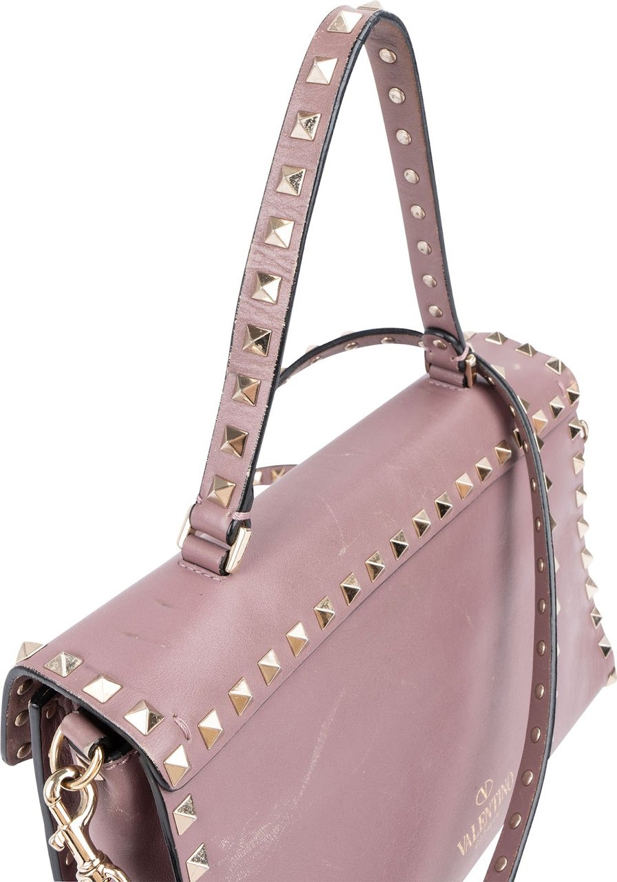 Valentino Garavani Leather Rockstud Flap Crossbody Handbag Rood