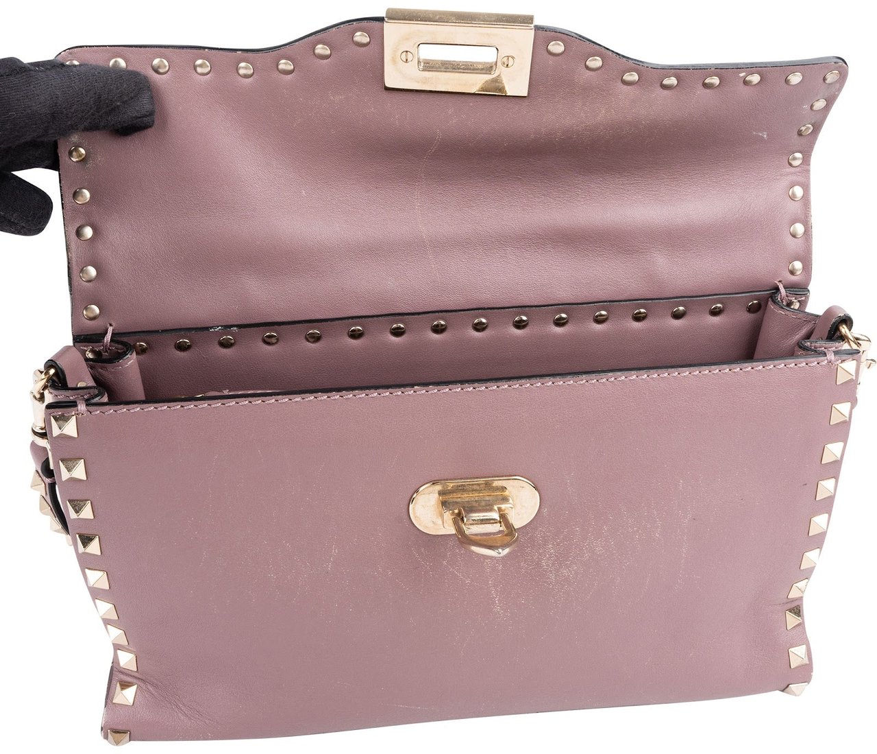 Valentino Garavani Leather Rockstud Flap Crossbody Handbag Rood