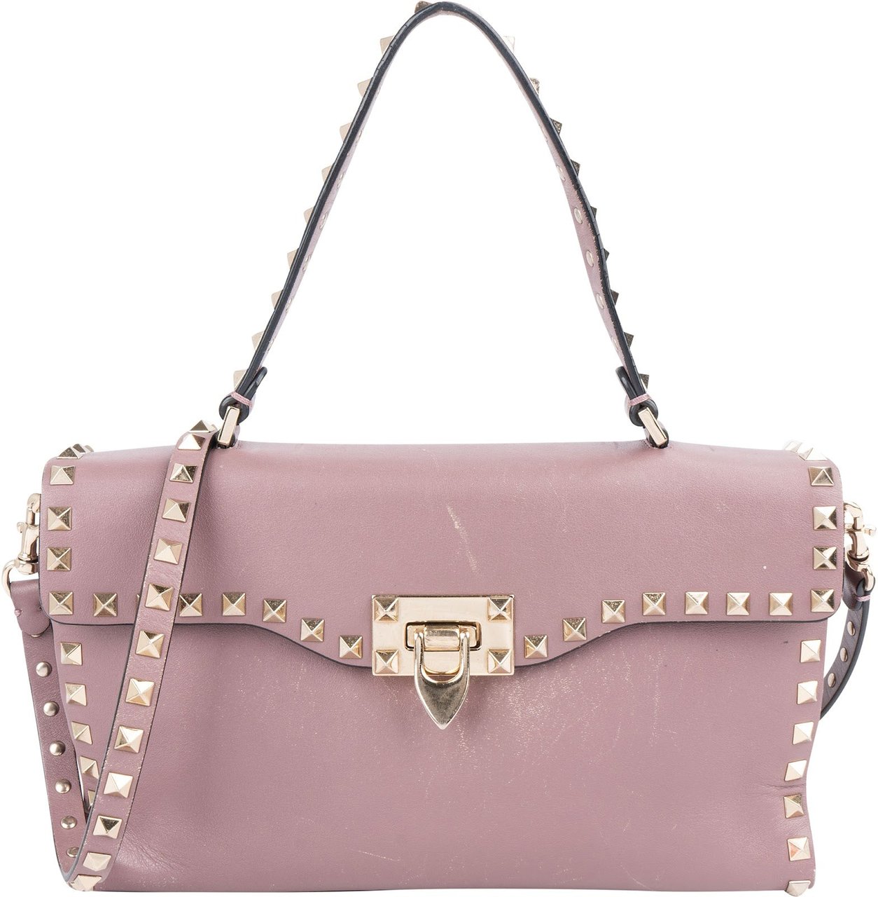 Valentino Garavani Leather Rockstud Flap Crossbody Handbag Rood