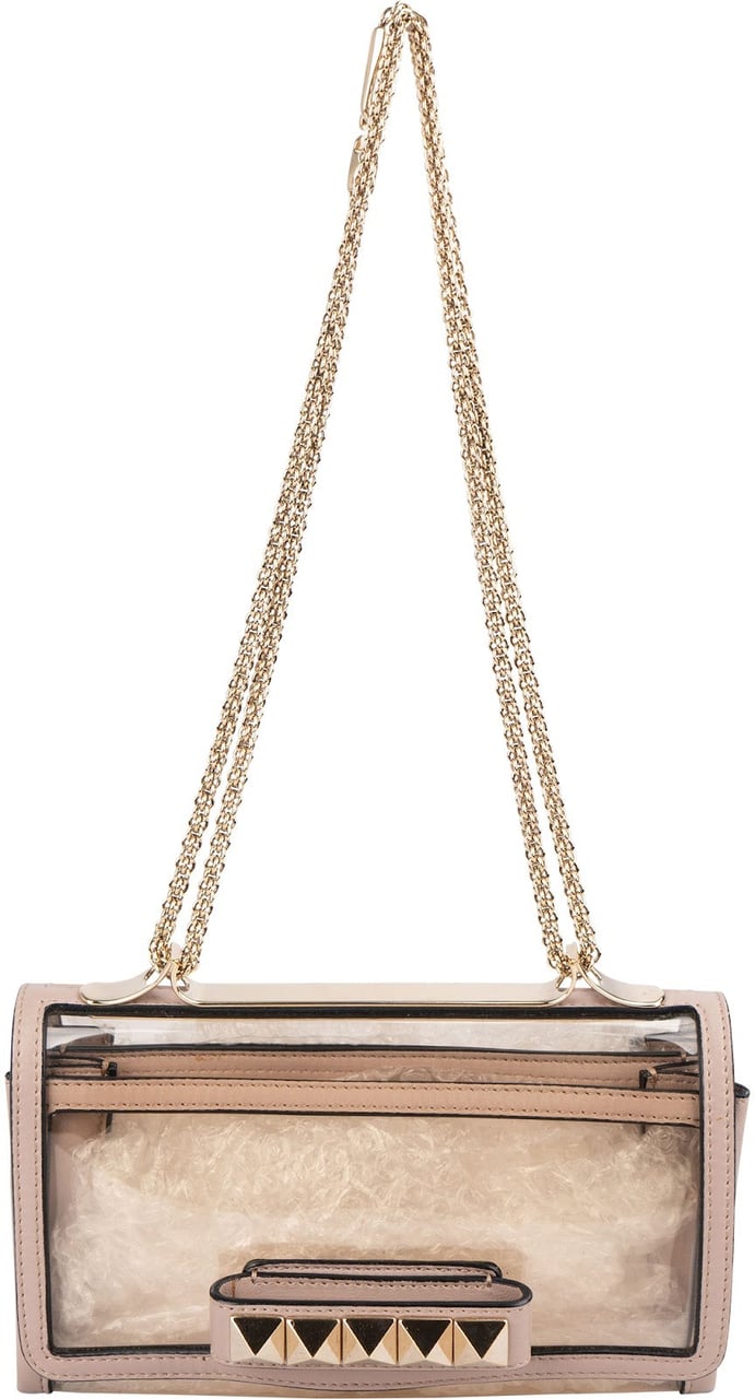 Valentino Garavani Transparent PVC Rockstud Spike Small Crossbody Bag Neutraal