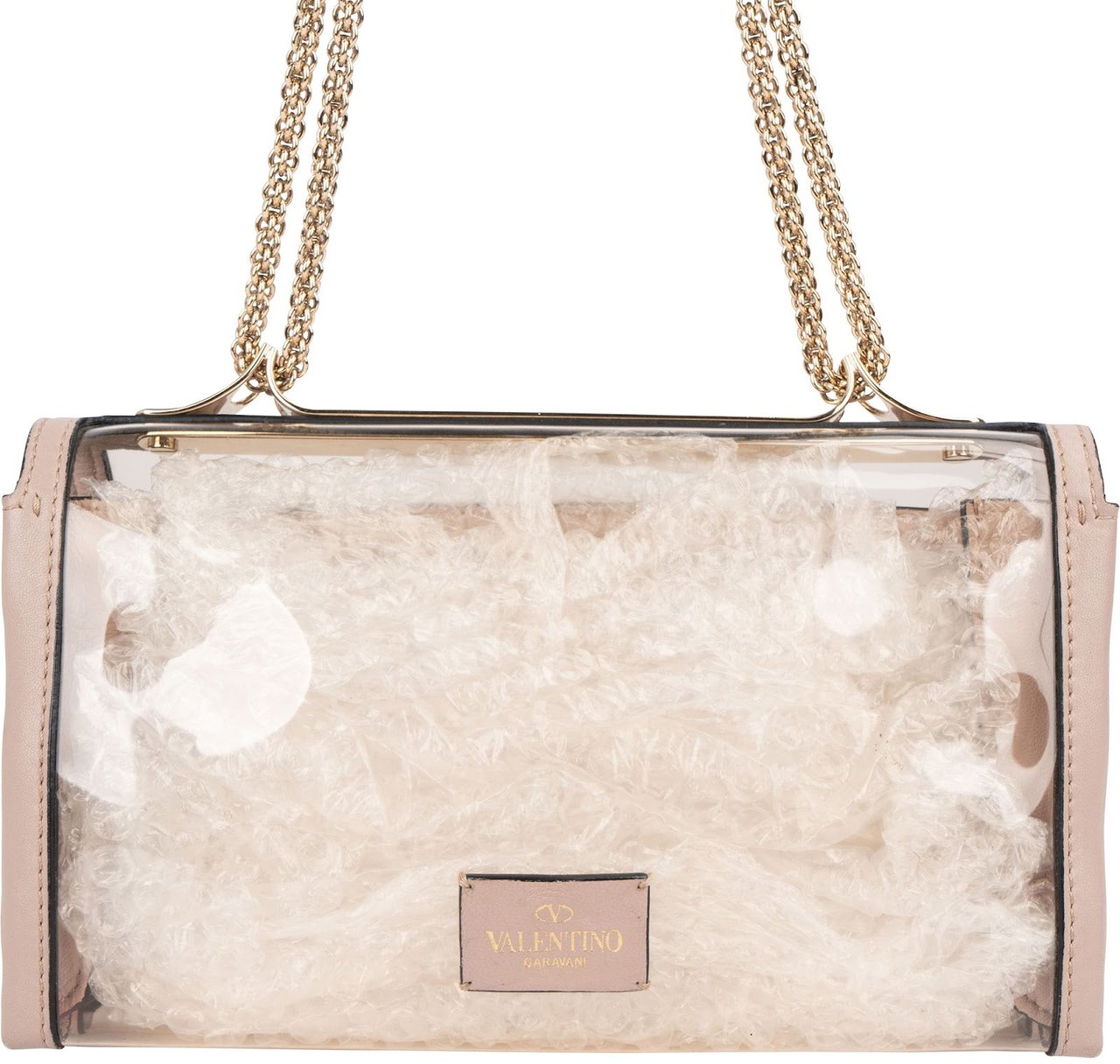 Valentino Garavani Transparent PVC Rockstud Spike Small Crossbody Bag Neutraal
