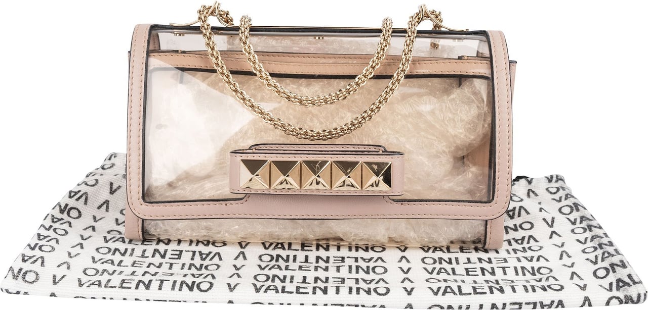 Valentino Garavani Transparent PVC Rockstud Spike Small Crossbody Bag Neutraal