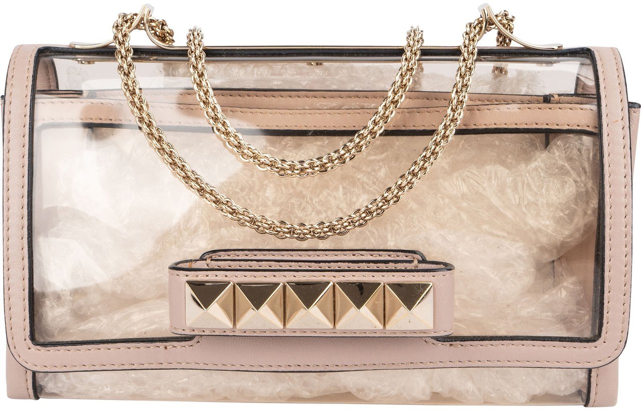 Valentino Garavani Transparent PVC Rockstud Spike Small Crossbody Bag Neutraal