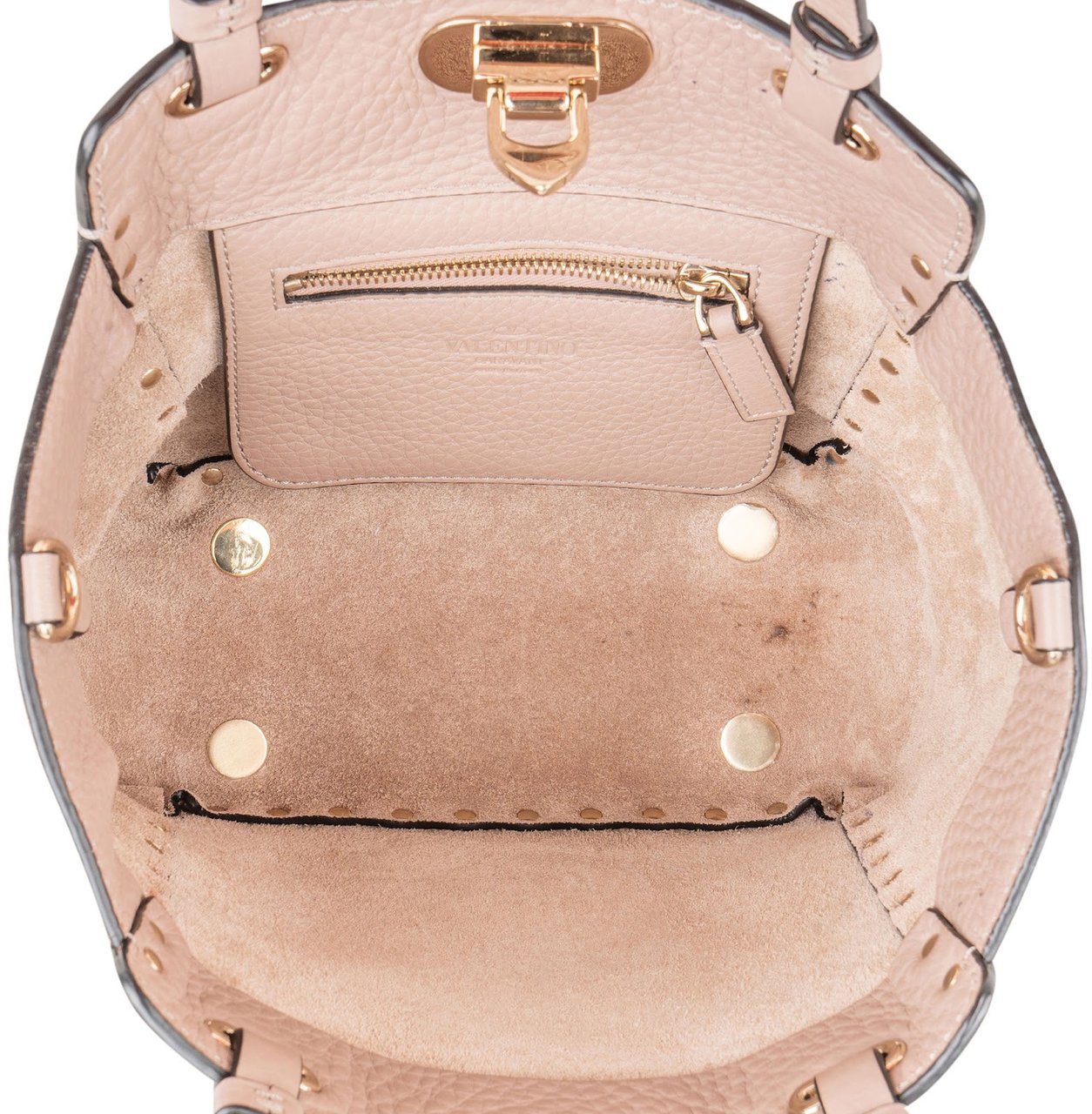 Valentino Garavani Grained Calfskin Rockstud Small Handbag Roze