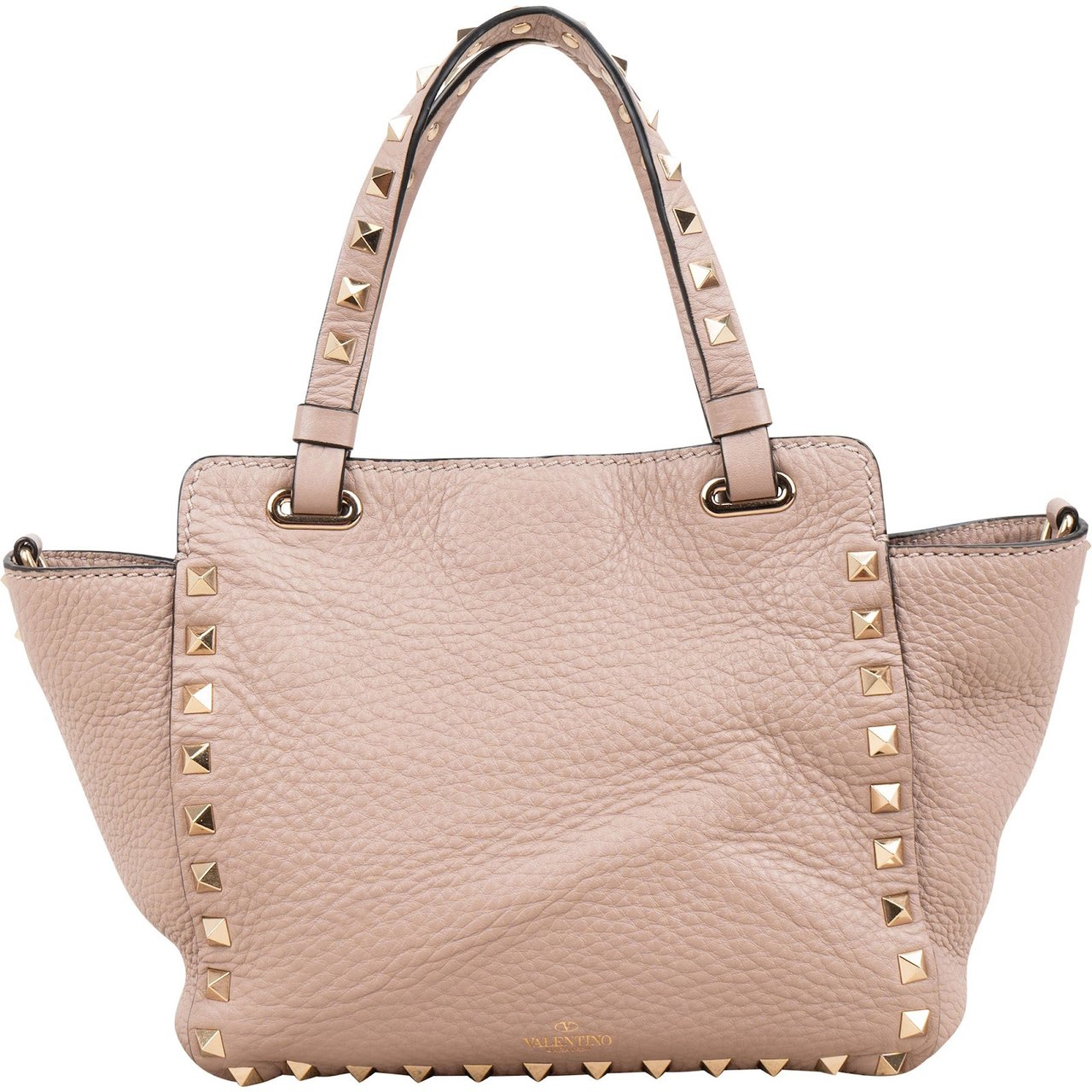Valentino Garavani Grained Calfskin Rockstud Small Handbag Roze