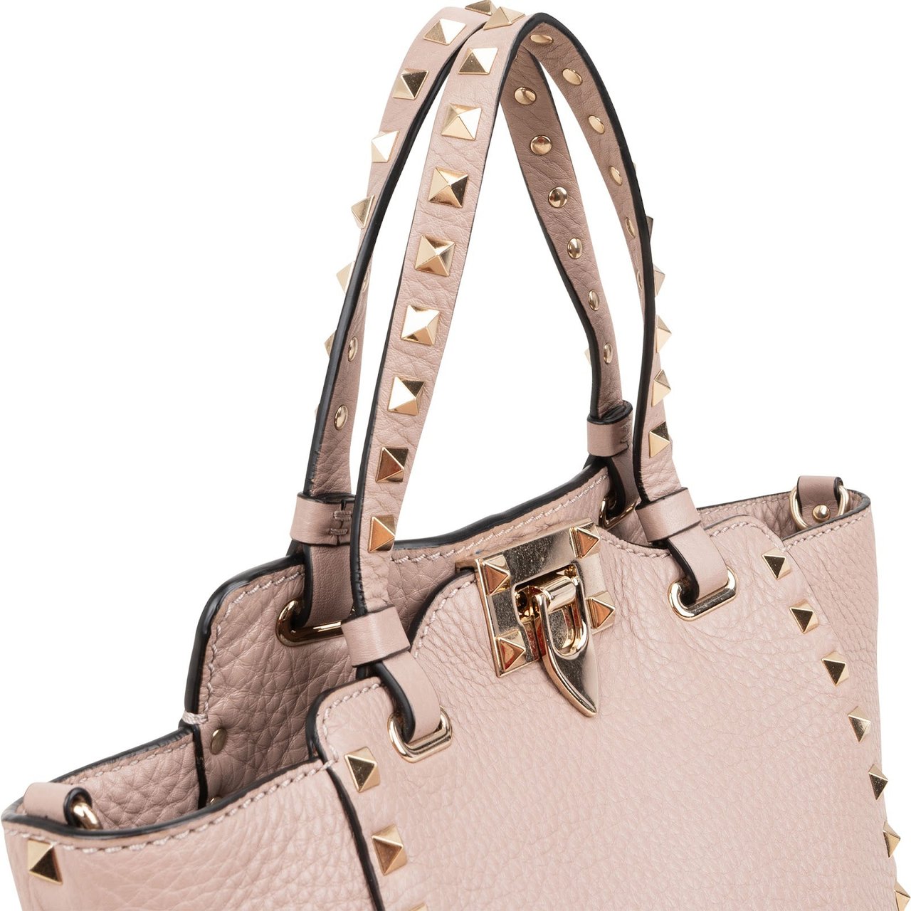 Valentino Garavani Grained Calfskin Rockstud Small Handbag Roze