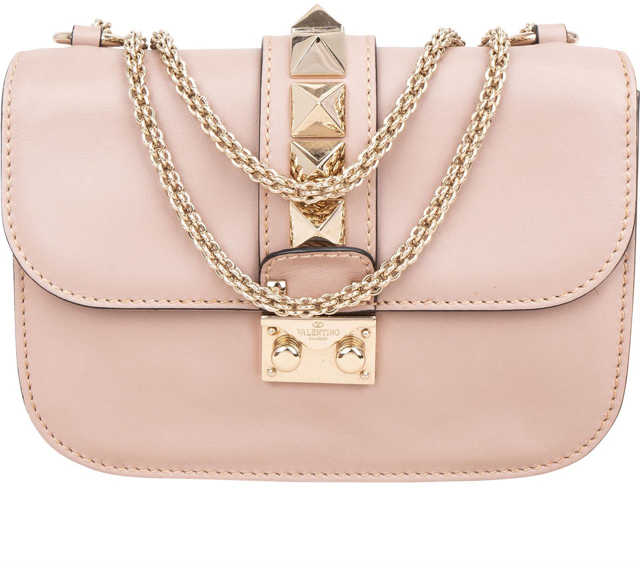 Valentino Garavani Calfskin Rockstud Small Chain Crossbody Bag Rood