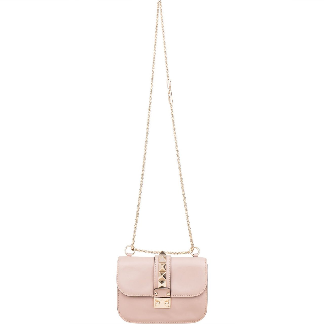 Valentino Garavani Calfskin Rockstud Small Chain Crossbody Bag Rood