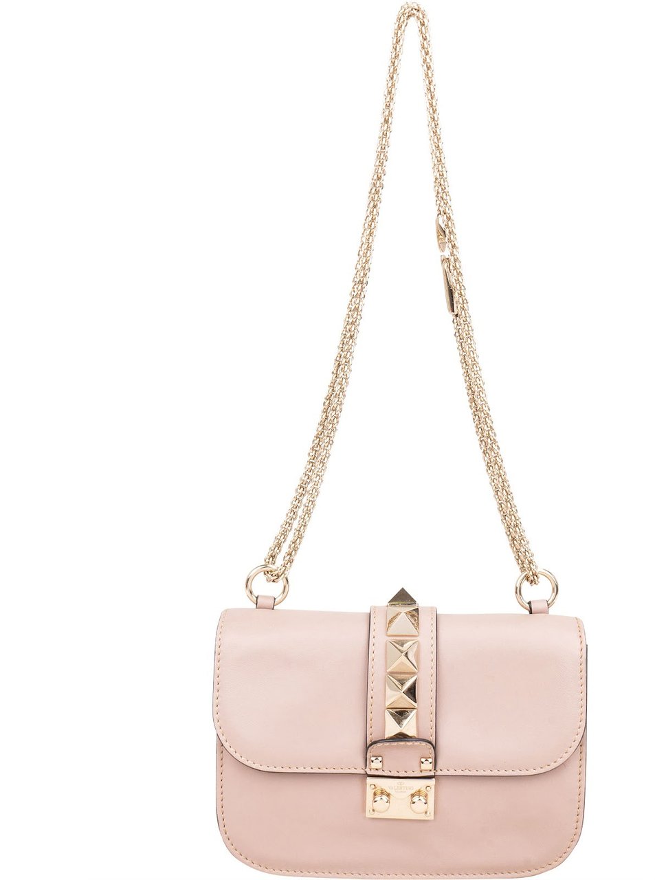Valentino Garavani Calfskin Rockstud Small Chain Crossbody Bag Rood