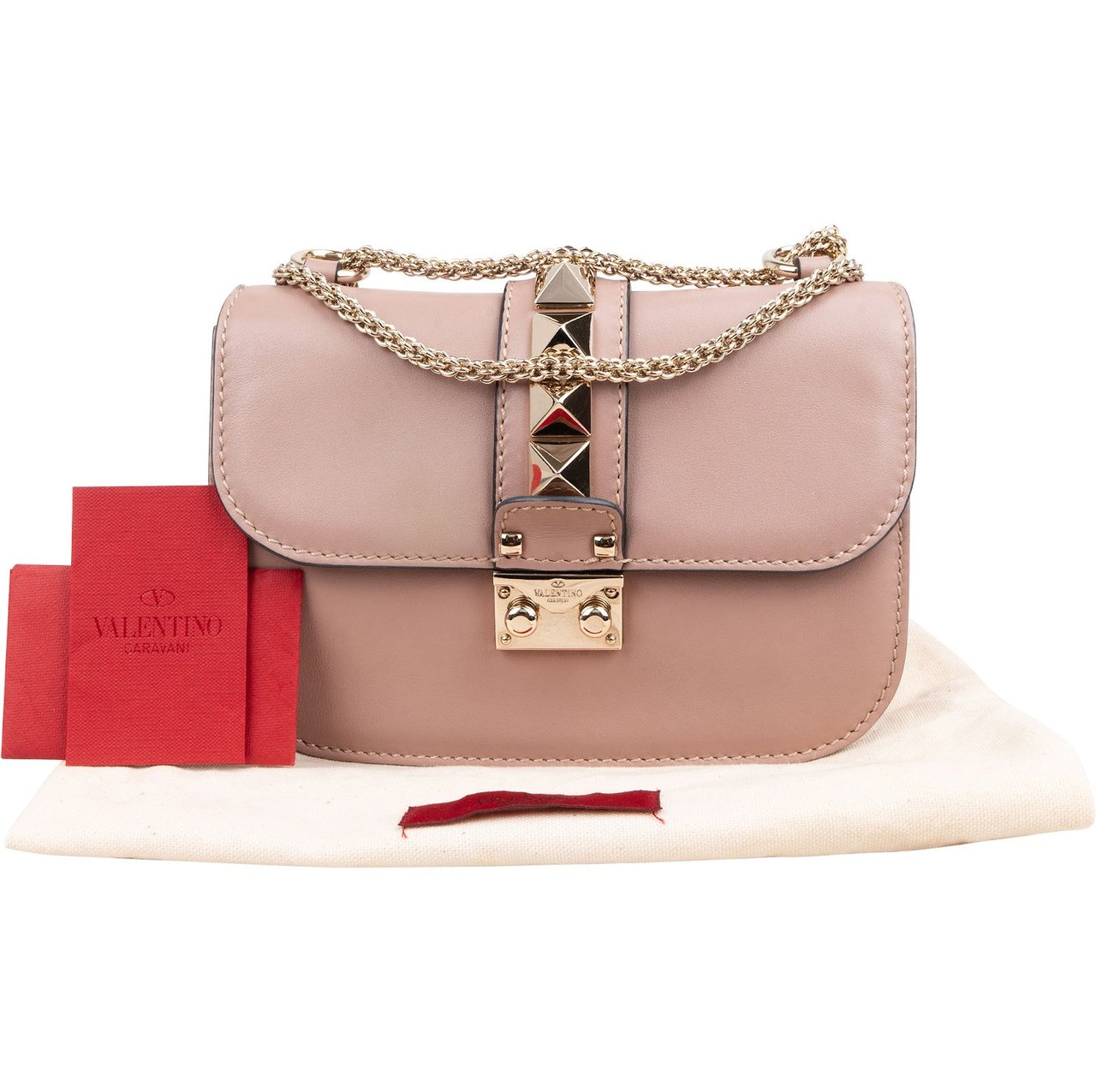 Valentino Garavani Calfskin Rockstud Small Shoulder Crossbody Bag Rood