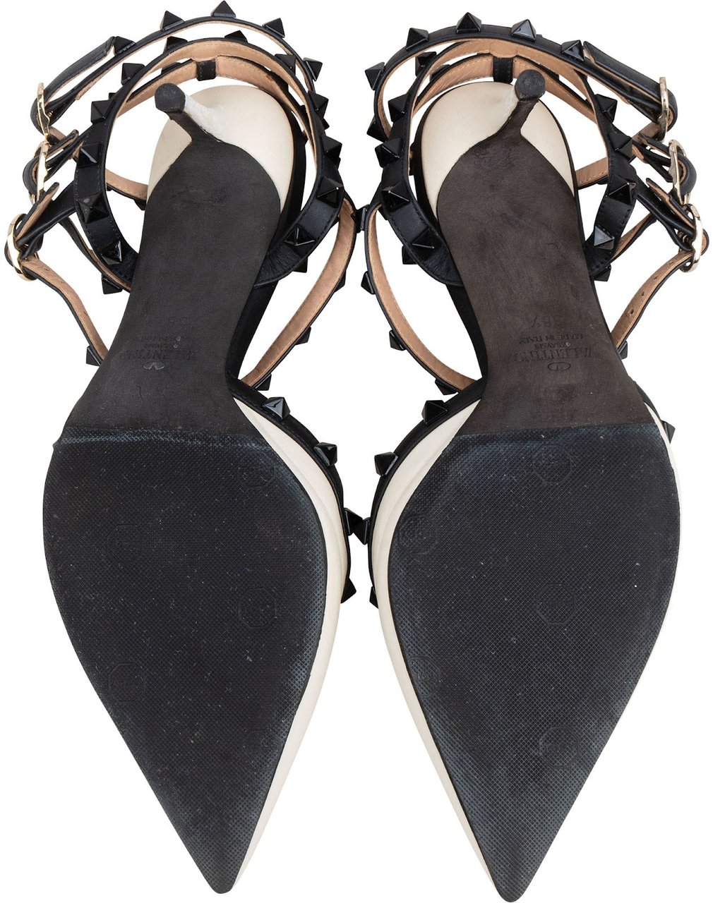 Valentino Multicolor Leather Rockstud Caged Pumps (38,5) Wit