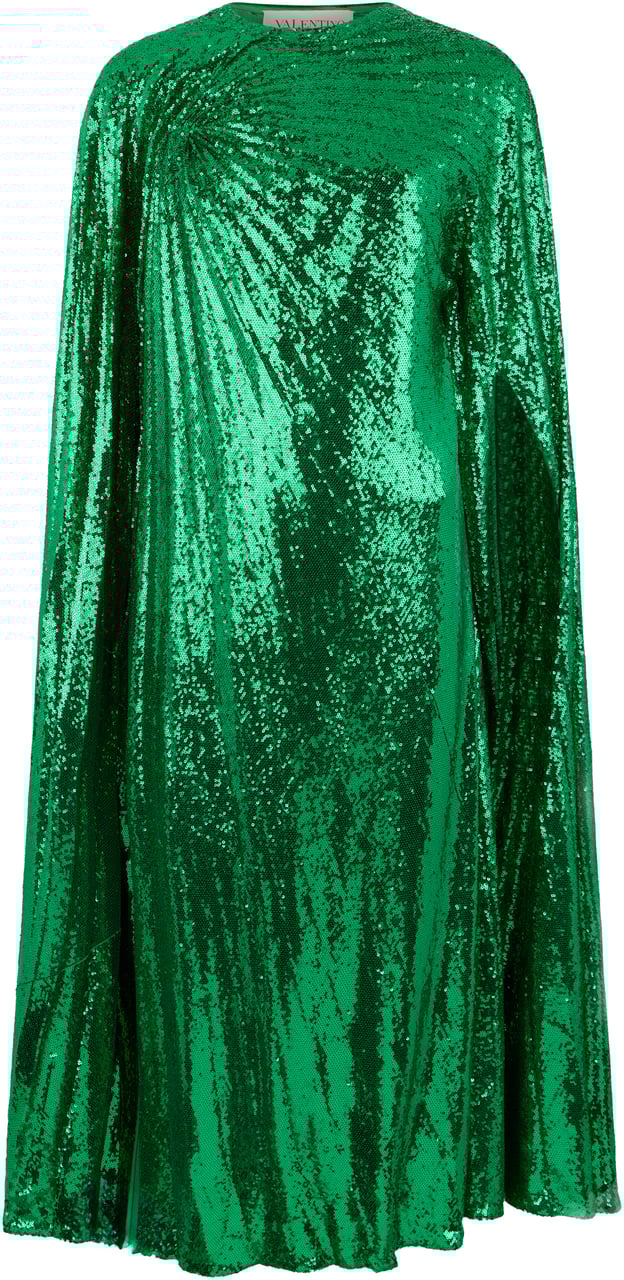 Valentino Dressed in a cape with sequins Groen