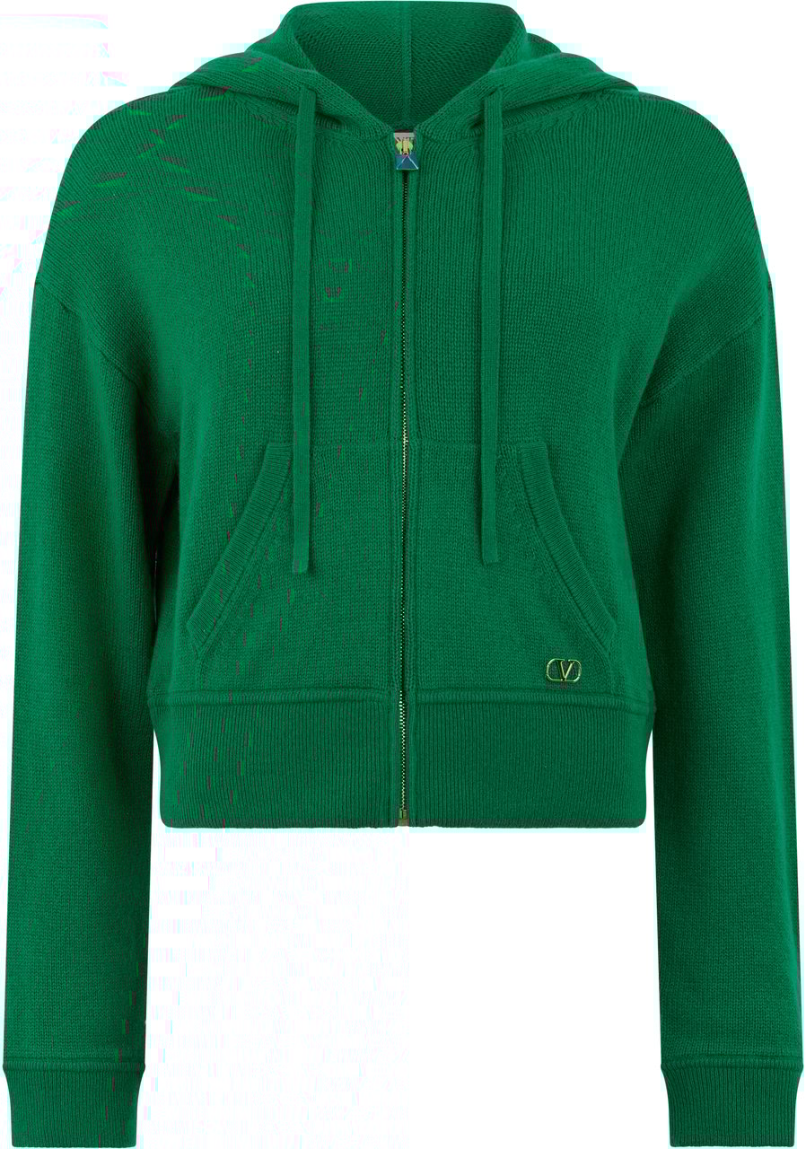 Valentino Knitted full zip hoodie Groen