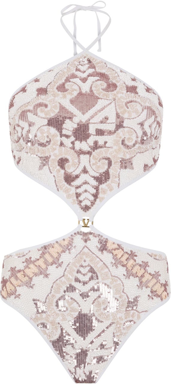 Valentino Elegant one-piece swimsuit with sequined details. Neutraal
