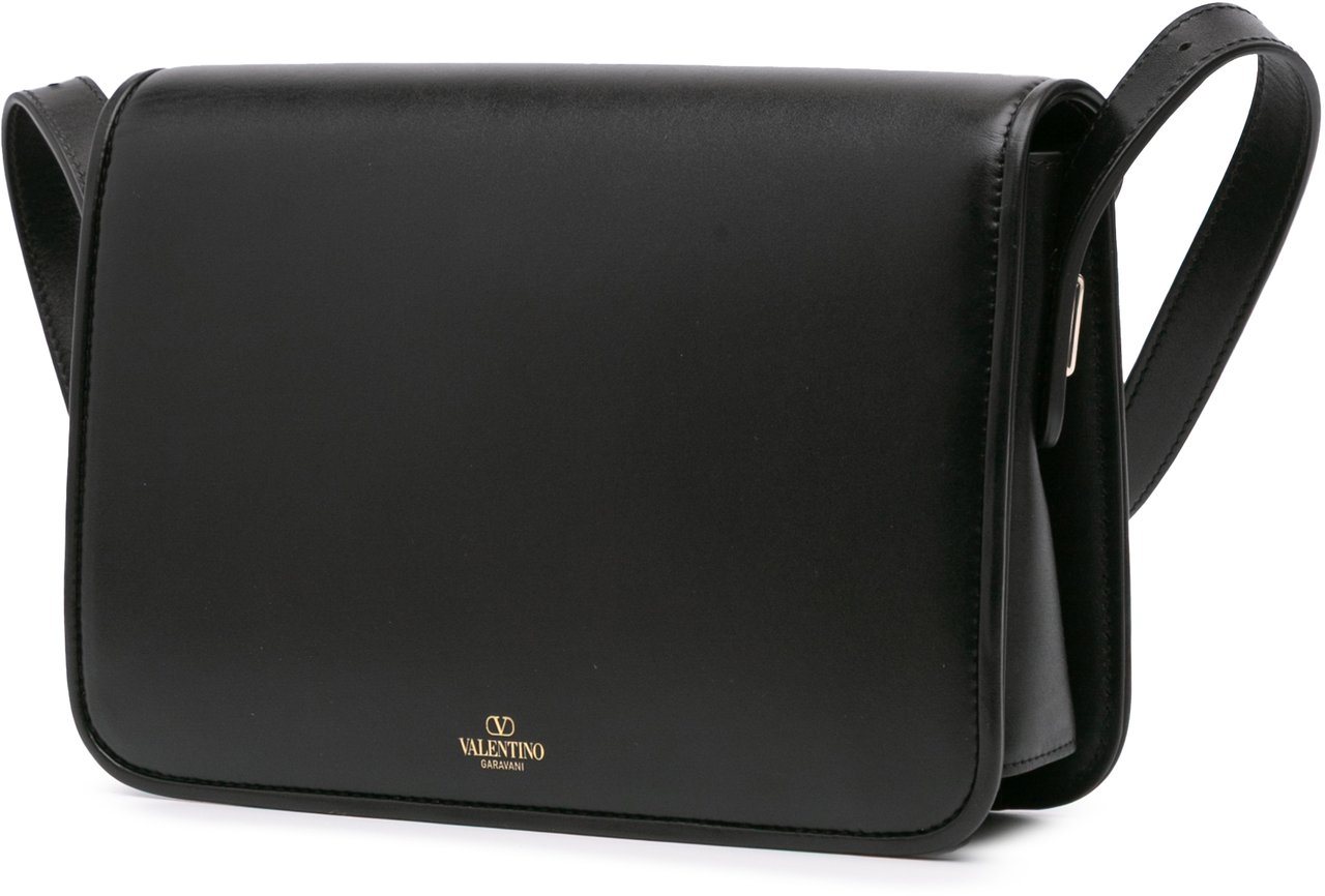 Valentino Small Leather Letter Crossbody Zwart