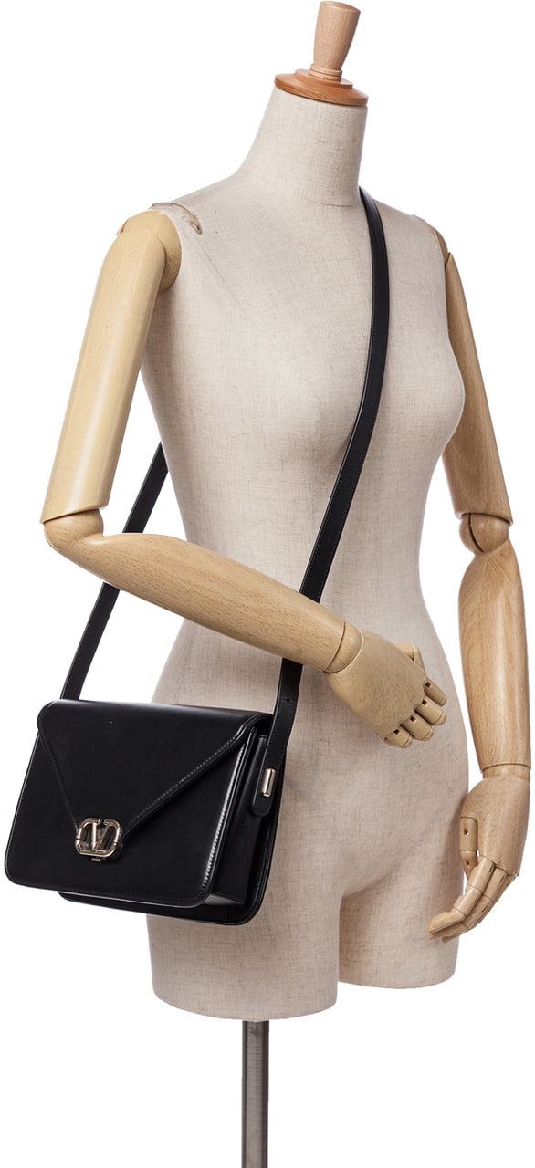 Valentino Small Leather Letter Crossbody Zwart