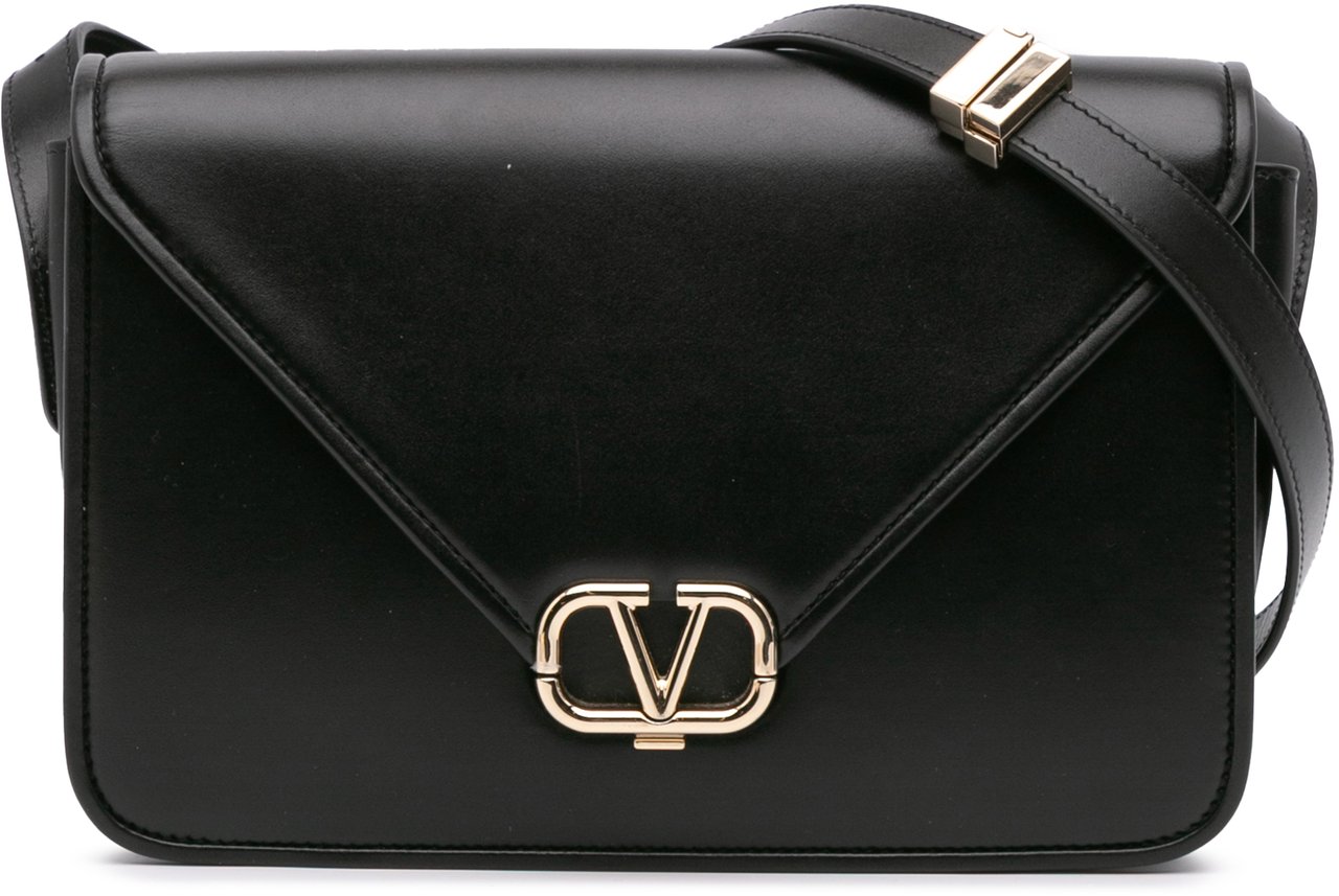Valentino Small Leather Letter Crossbody Zwart