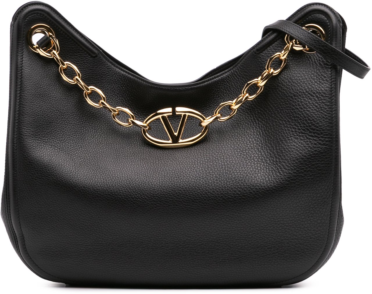 Valentino Leather Vlogo Gate Shoulder Bag Zwart