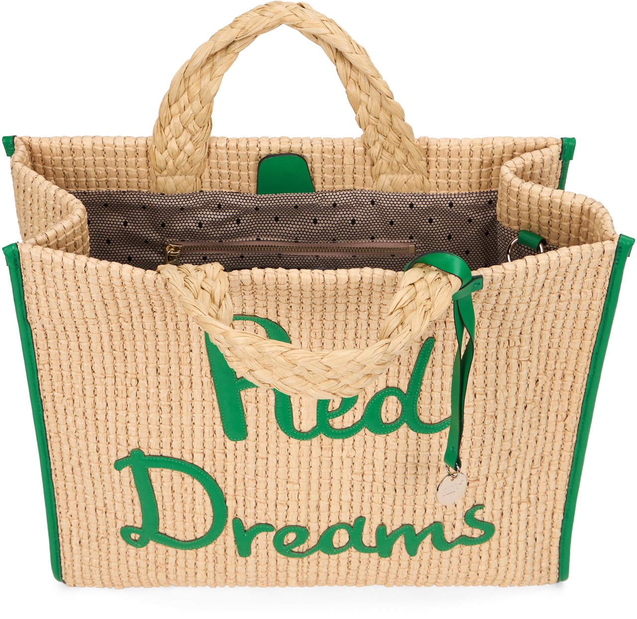 Valentino Elegant tote bag in natural materials. Groen