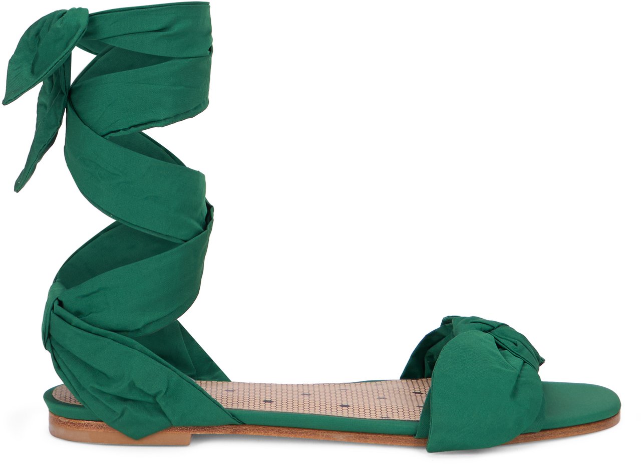 Valentino Elegant green sandal with laces. Groen