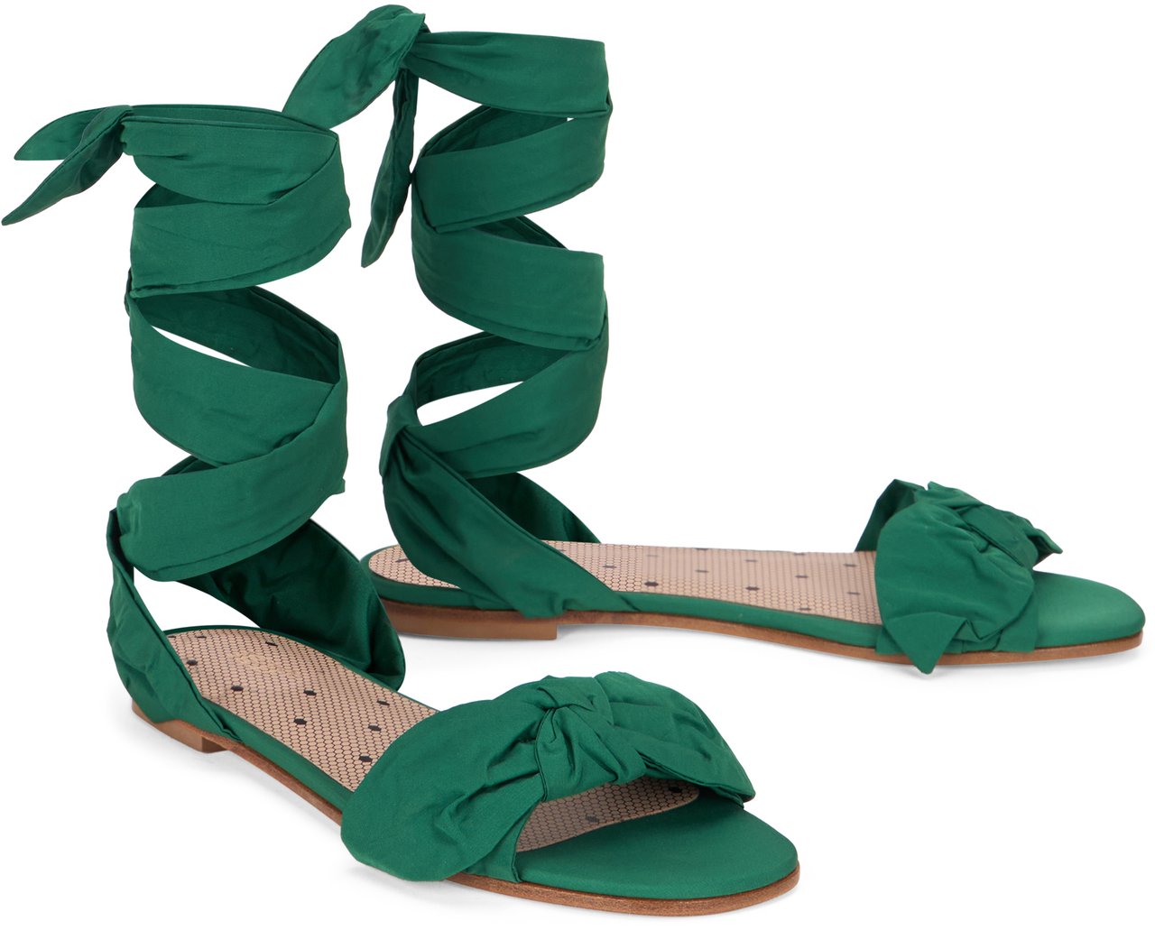 Valentino Elegant green sandal with laces. Groen