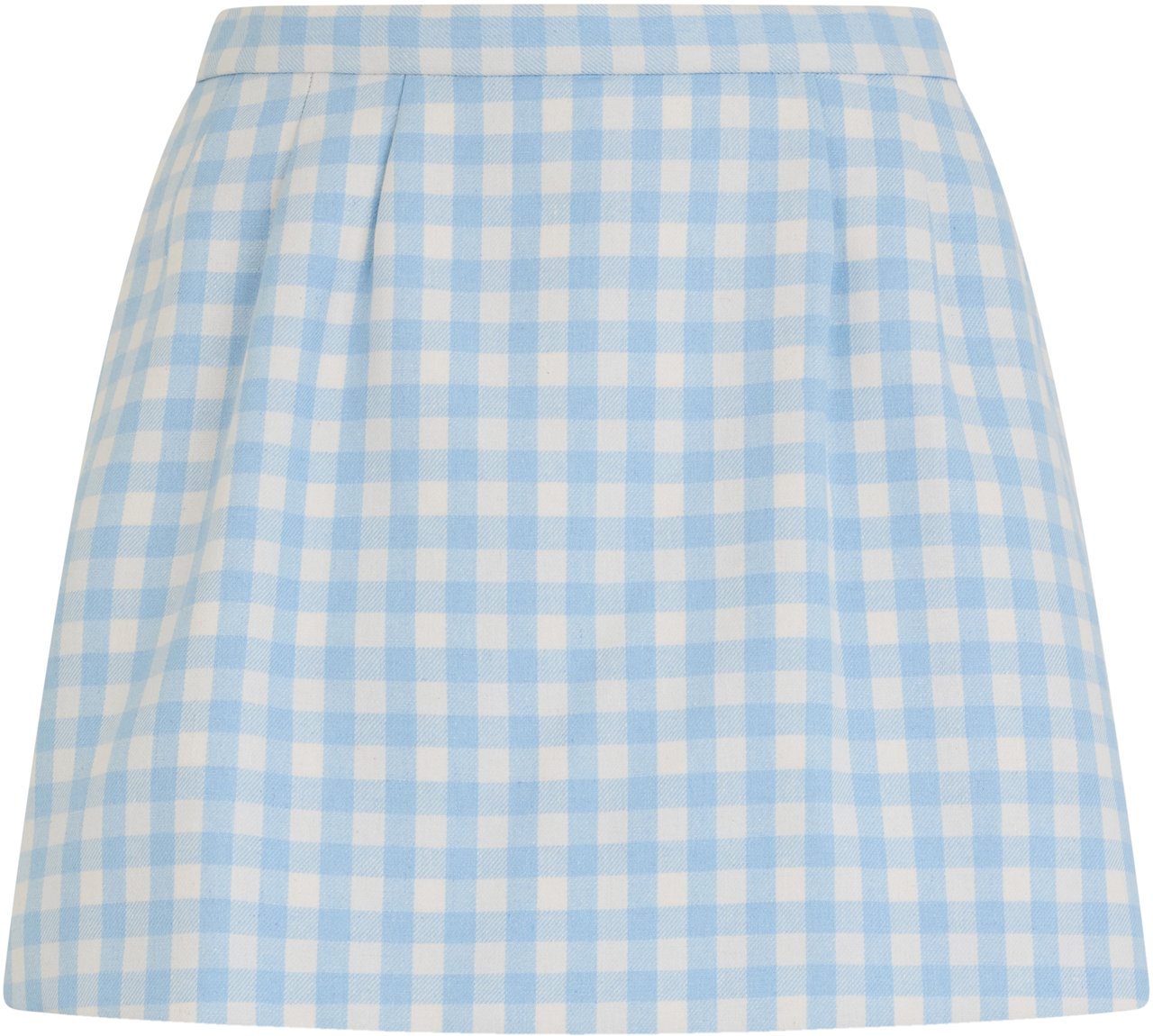 Valentino Short skirt with checkered print in shades of blue and white Lichtblauw