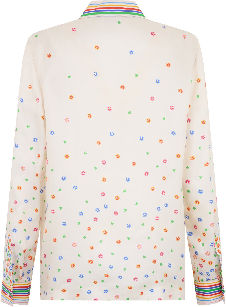 Valentino Elegant cream colored blouse with long sleeves and pocket Neutraal