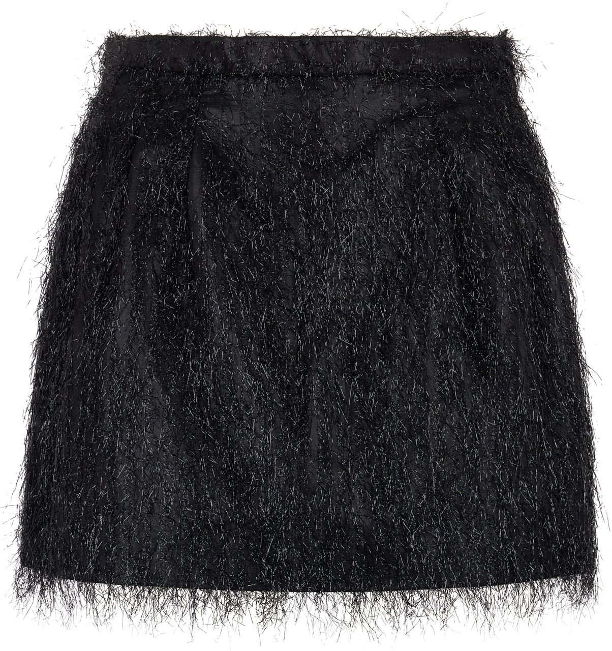 Valentino Black high-waisted pants with fringes. Zwart
