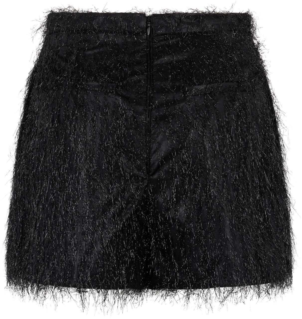 Valentino Black high-waisted pants with fringes. Zwart