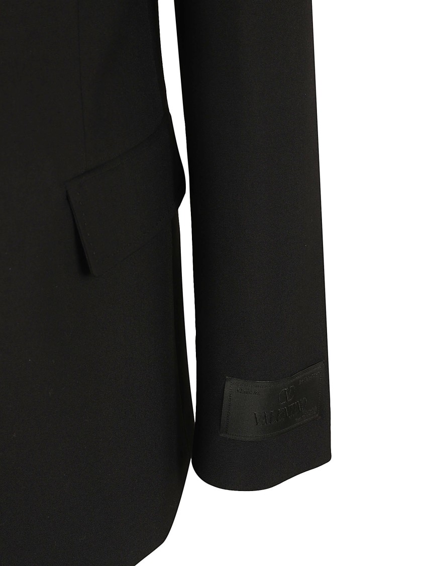 Valentino Tailored Black Wool Jacket With Notched Lapels Zwart