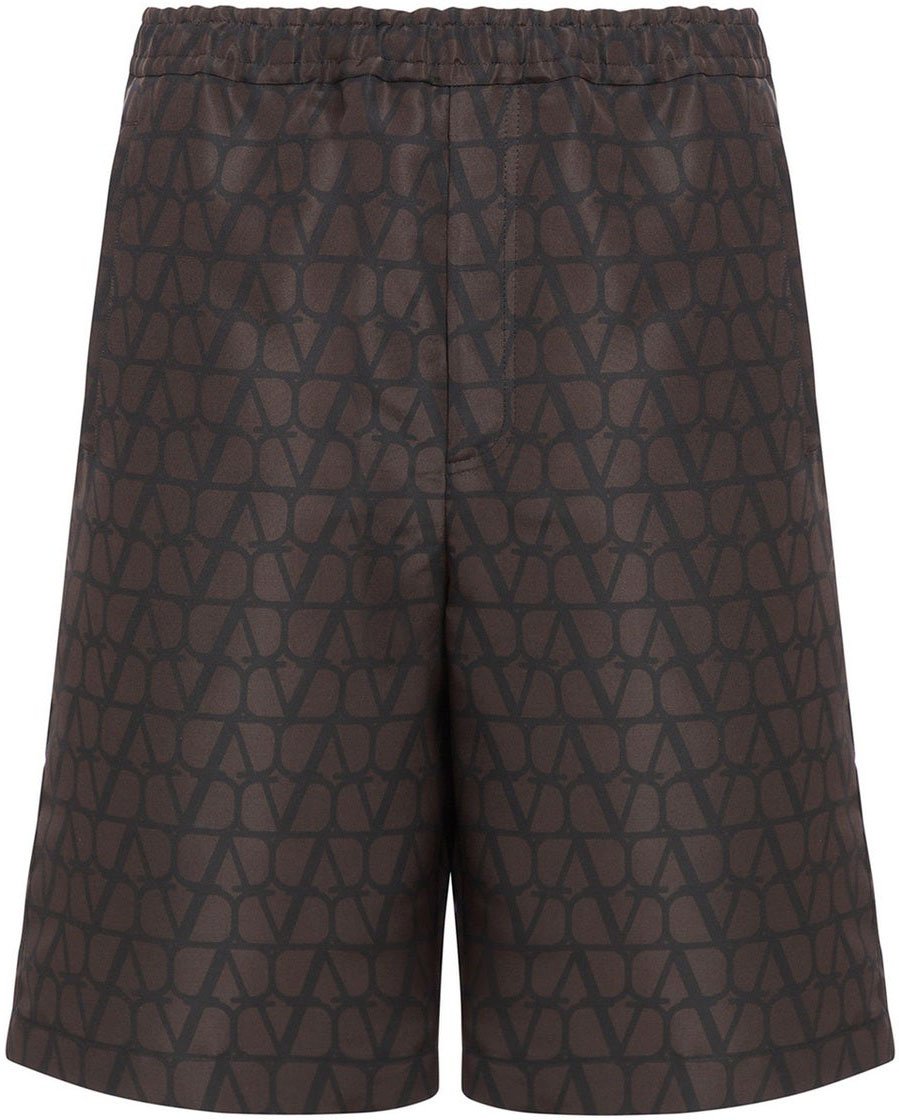 Valentino Valentino Logo Silk Shorts Bruin