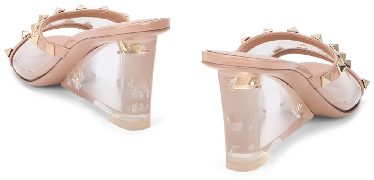VALENTINO GARAVANI ROCKSTUD transparent Mules Beige