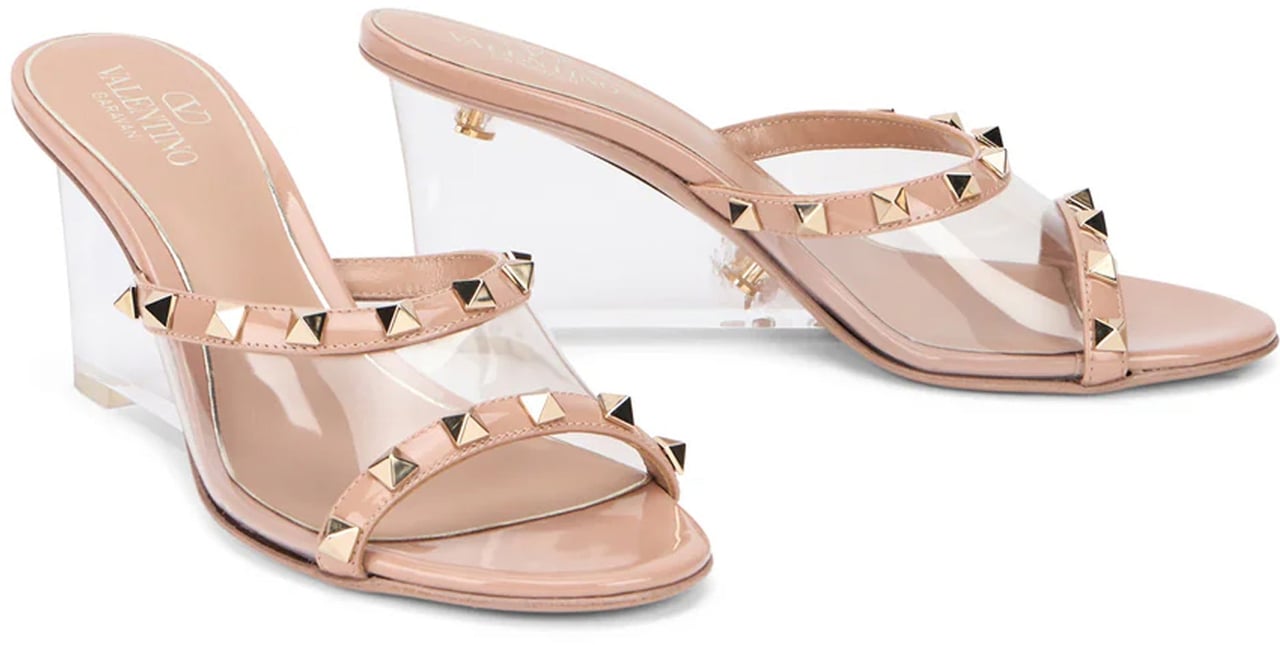 VALENTINO GARAVANI ROCKSTUD transparent Mules Beige