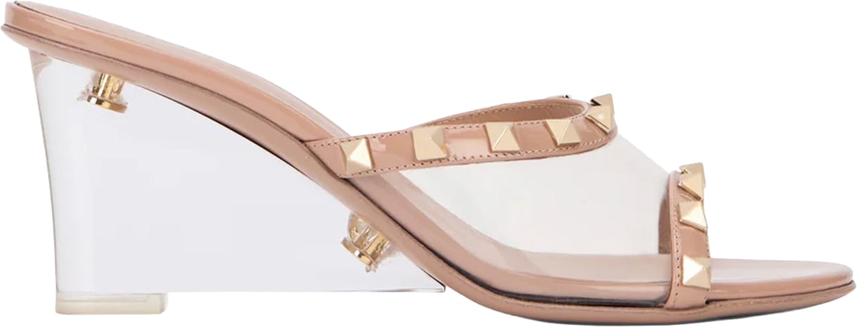 VALENTINO GARAVANI ROCKSTUD transparent Mules Beige
