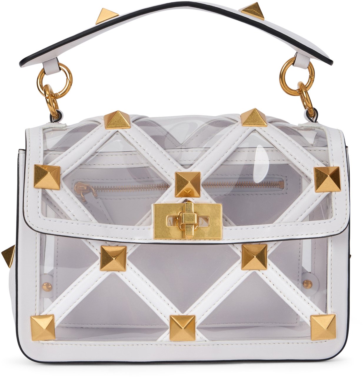 Valentino Elegant transparent bag with golden details. Wit
