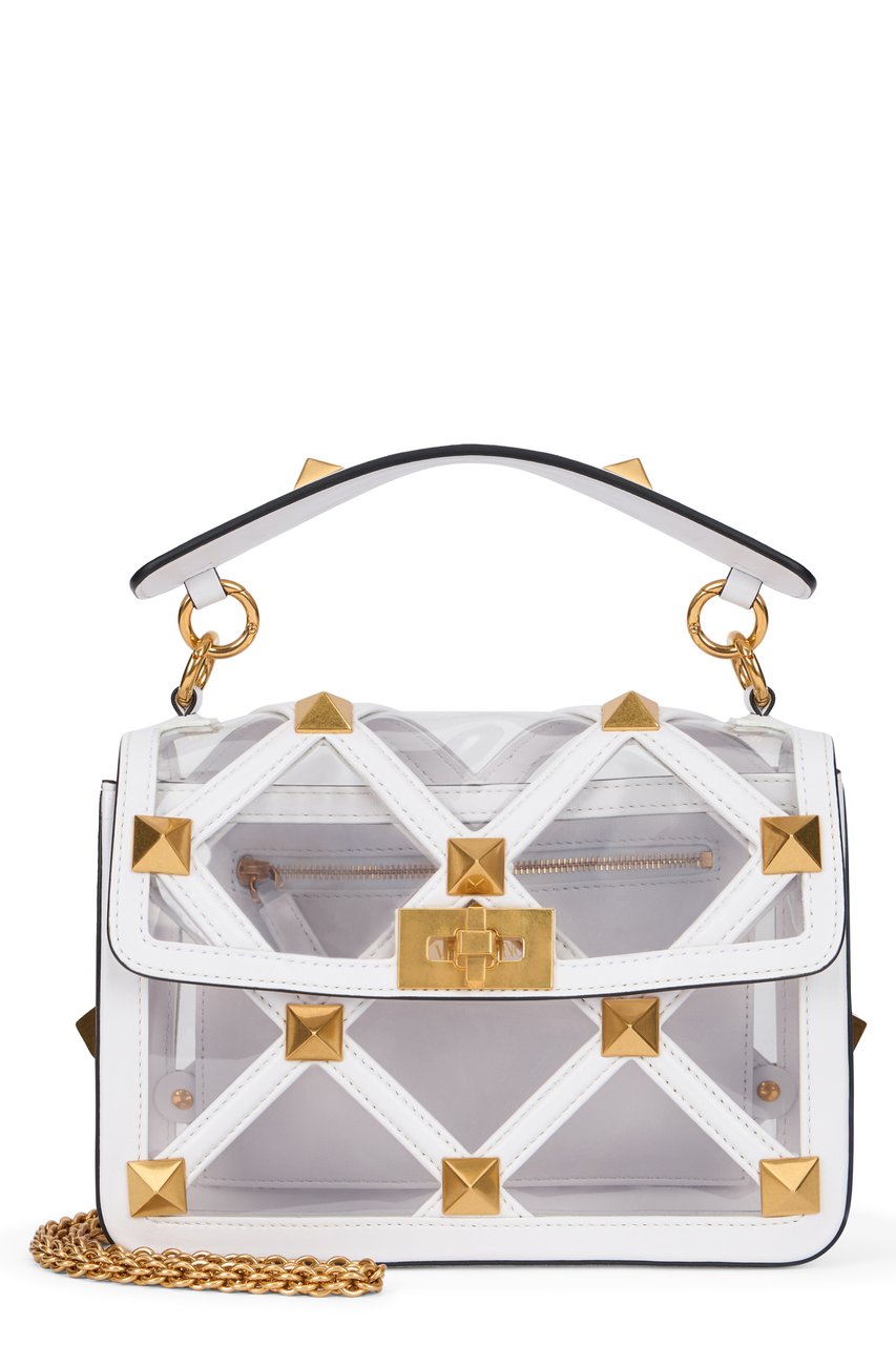 Valentino Elegant transparent bag with golden details. Wit