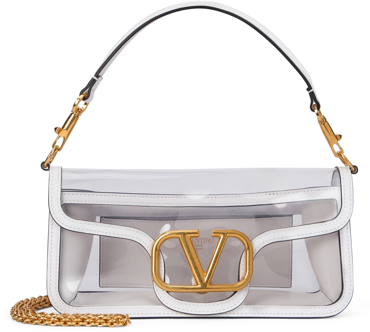 Valentino Elegant Transparent Bag with Golden Details Wit