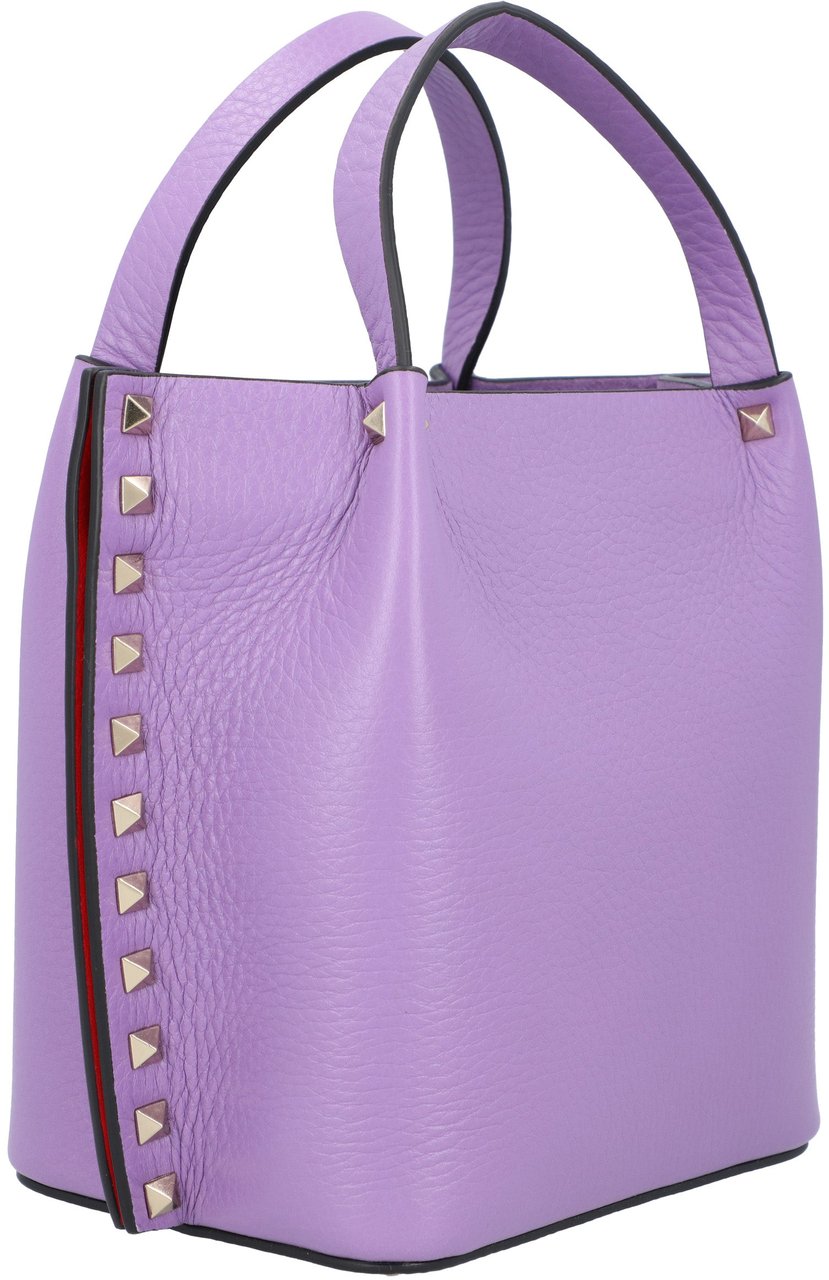 Valentino Rockstud-Embellished Tote Bag Purple Paars