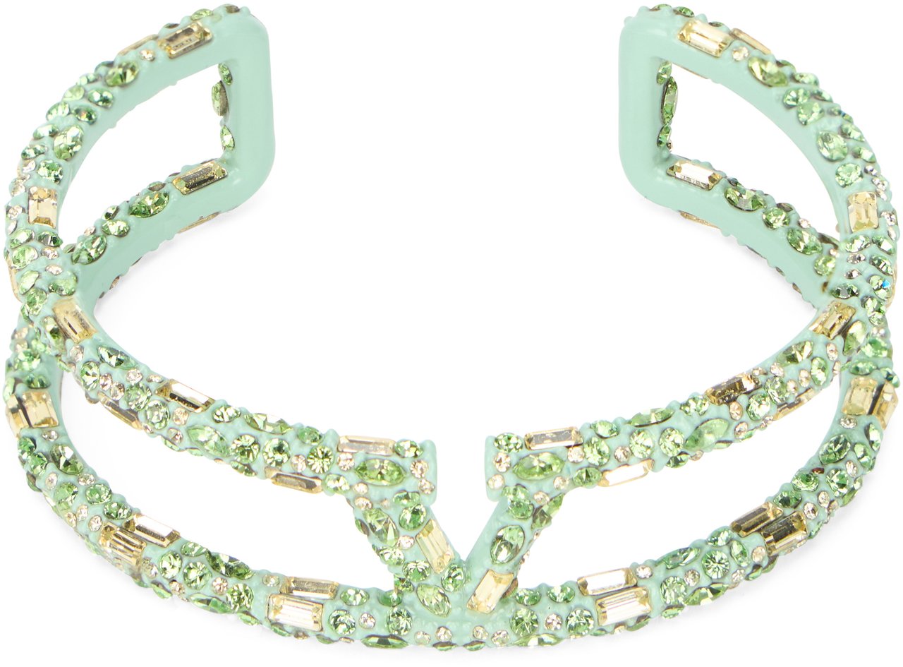 Valentino Metal bracelet with crystals Groen
