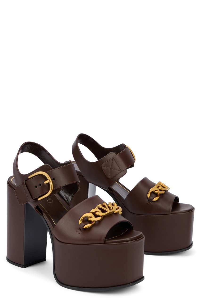 Valentino Elegant dark brown plateau sandals Bruin