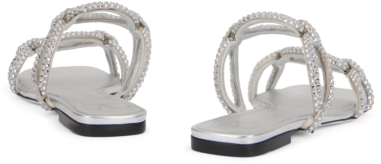 Valentino Leather slides with applications Zilver