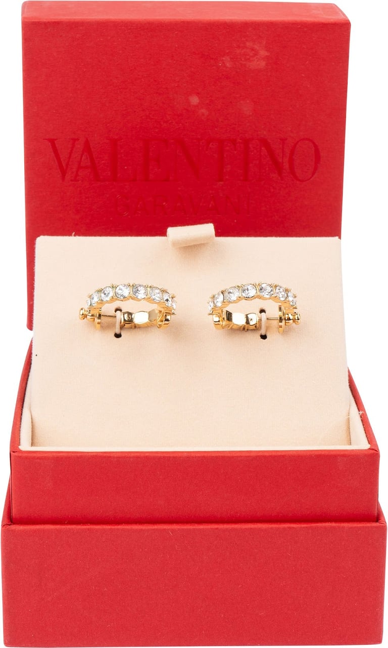 Valentino Garavani VLogo Signature Crystal Hoop Earrings Goud