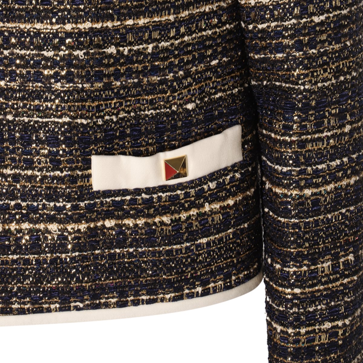 Valentino Blue Tweed Cropped Line Blazer Grijs