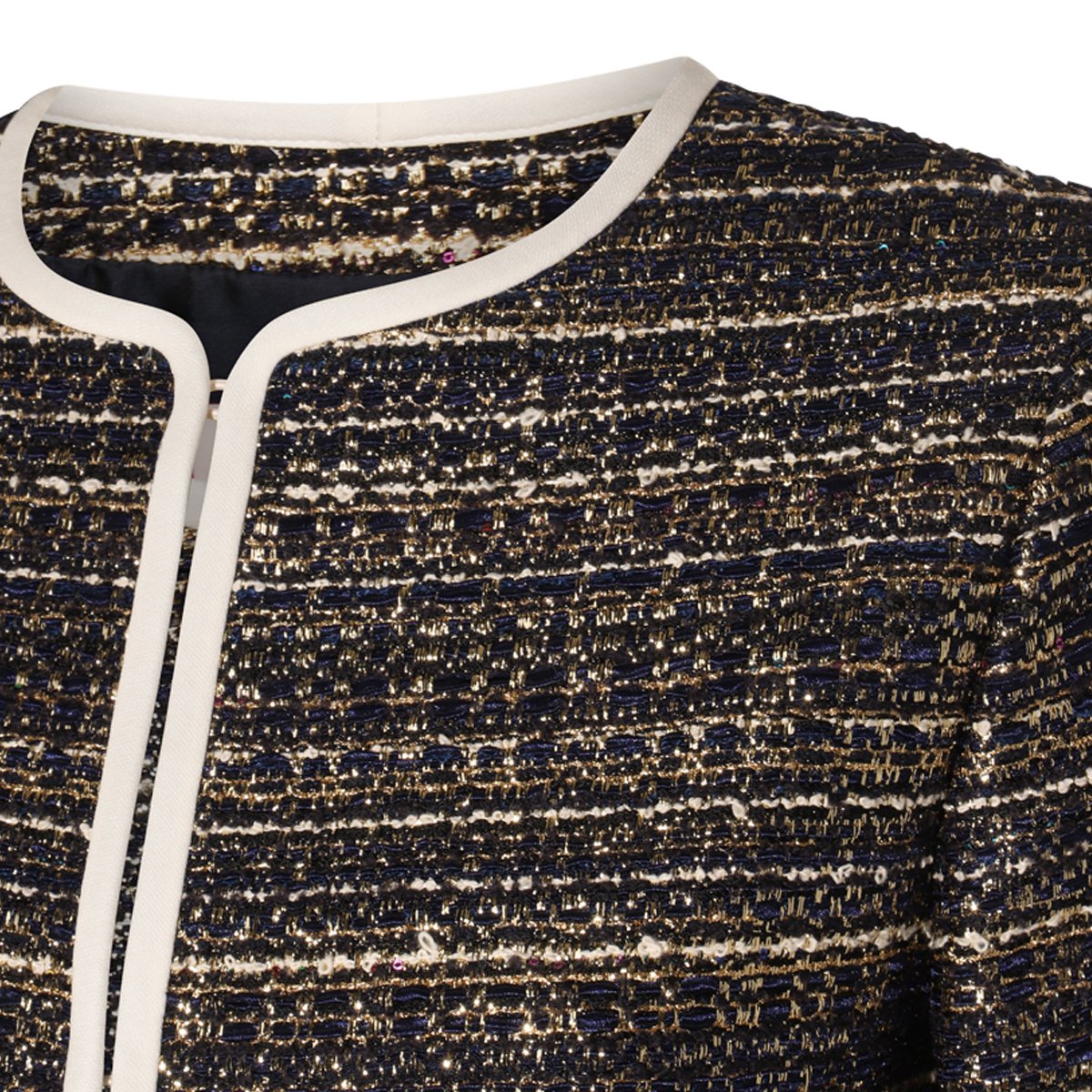 Valentino Blue Tweed Cropped Line Blazer Grijs